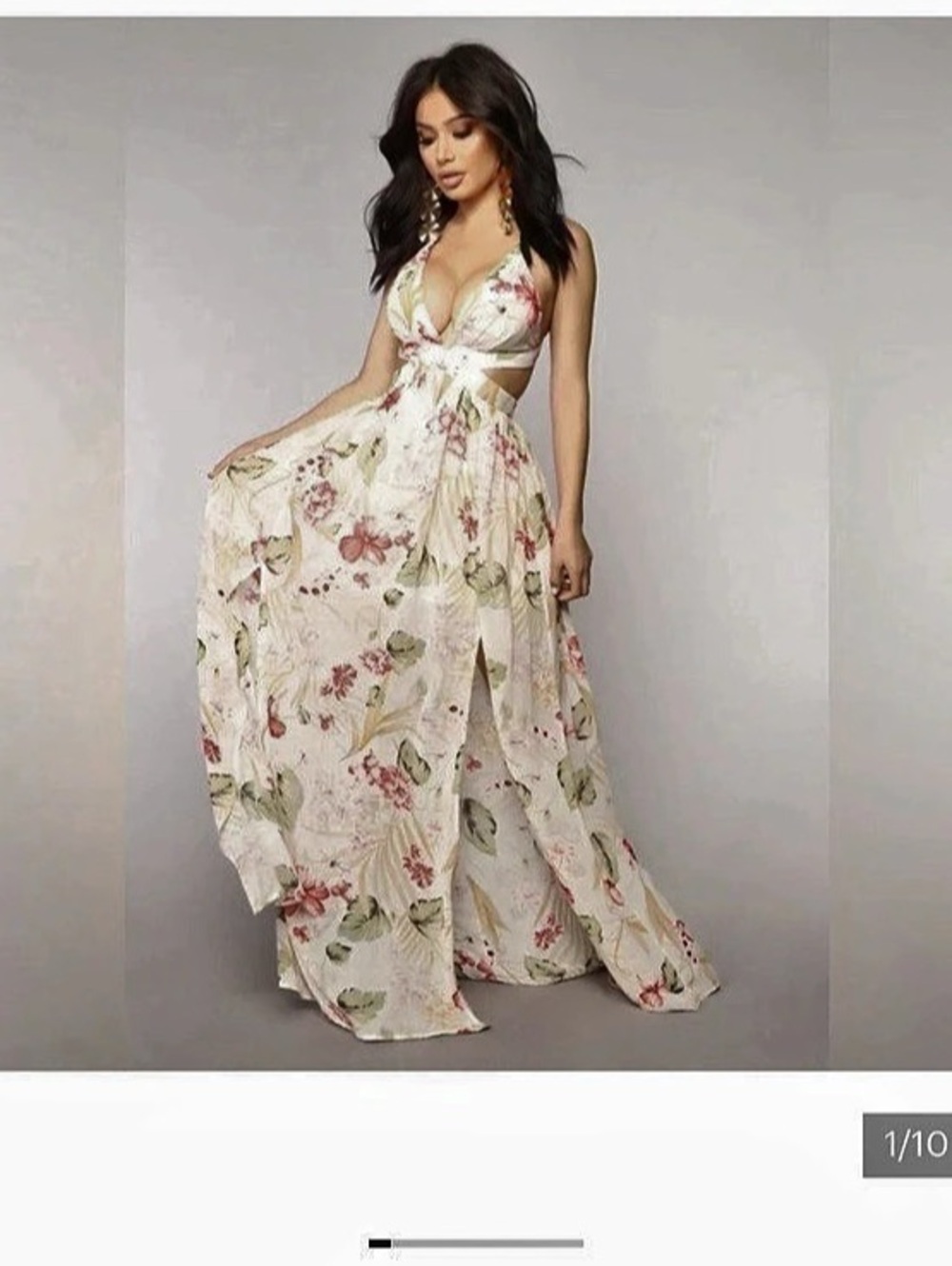 Fashion Nova Floral Maxi Dress in White & Pink Size Medium NWT